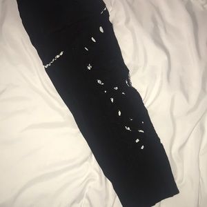 Anthropologie black trouser with laser cut detail